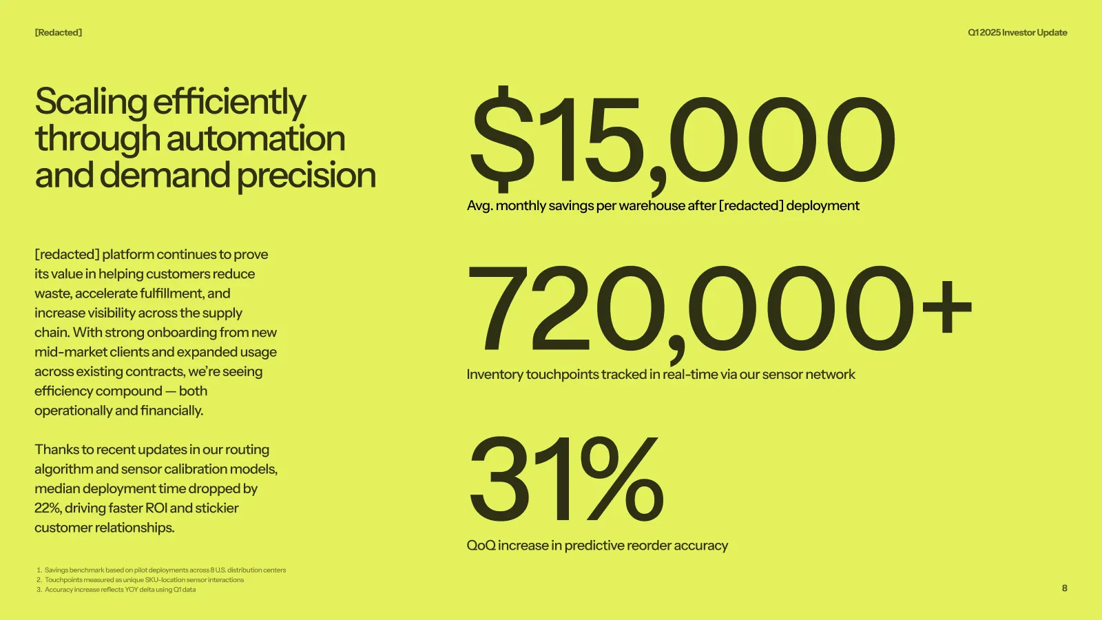 Lime stat slide showing operational savings figures