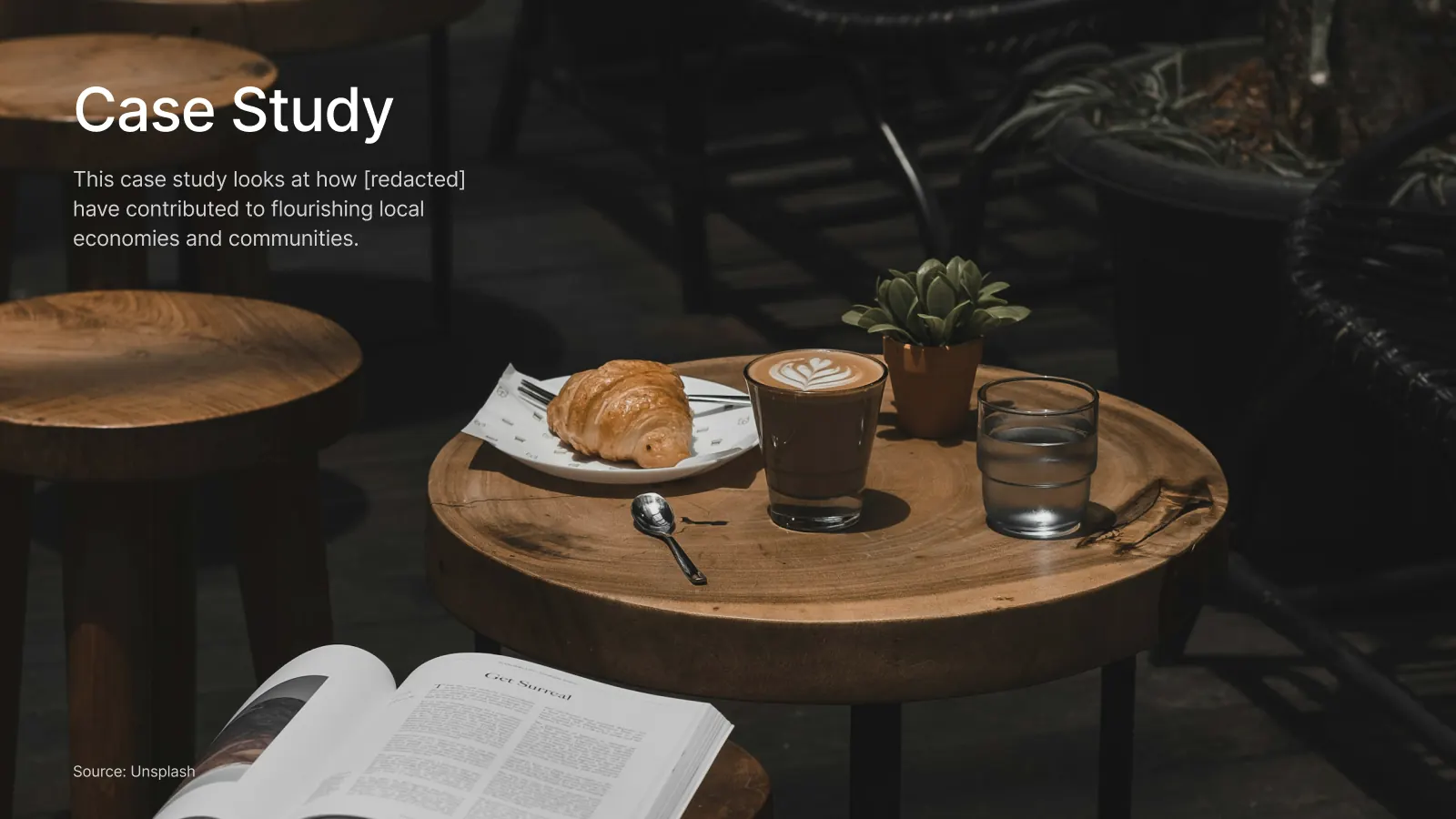 Case study opener over a dark cafe table photograph